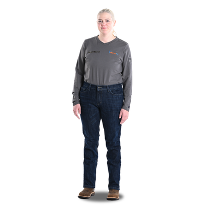 Tyndale Women's Gray V-Neck Shirt & Jeans FR Uniform