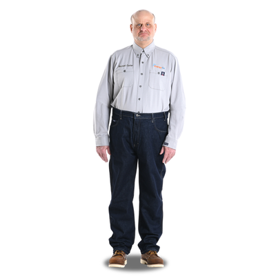 Tyndale Men's Gray Button Down & Jeans FR Uniform