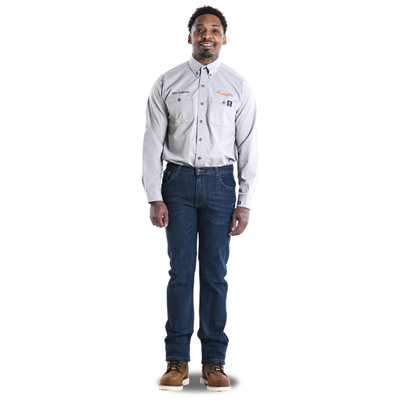 Tyndale Men's Gray Button Down & Versa Jeans FR Uniform